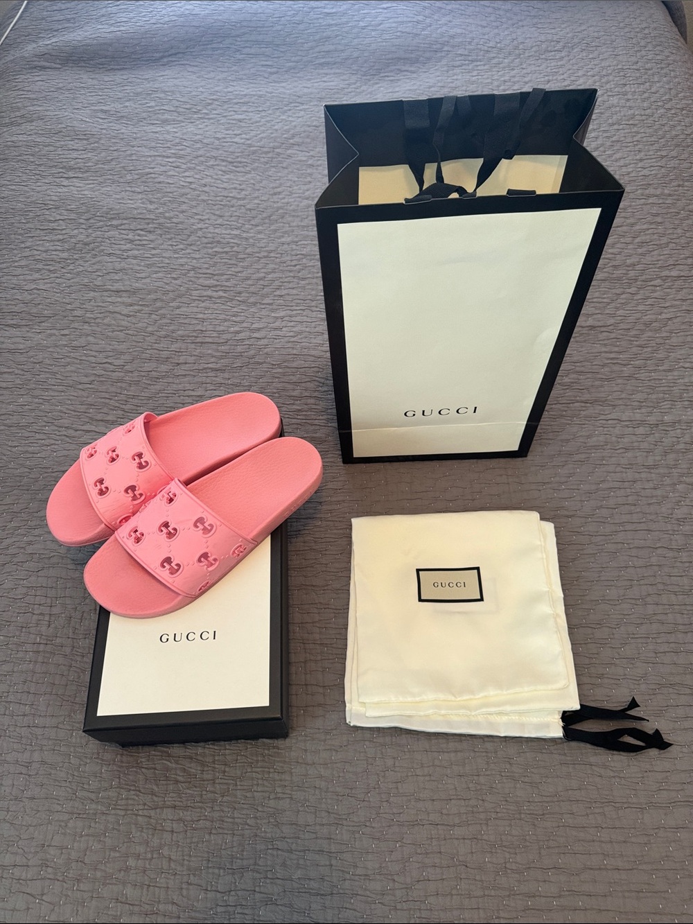 Gucci GG Pink Logo Slides Sandals